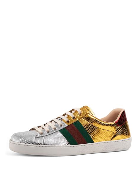 sneaker gucci ace bianche uomo|gucci ace metallic snakeskin sneakers.